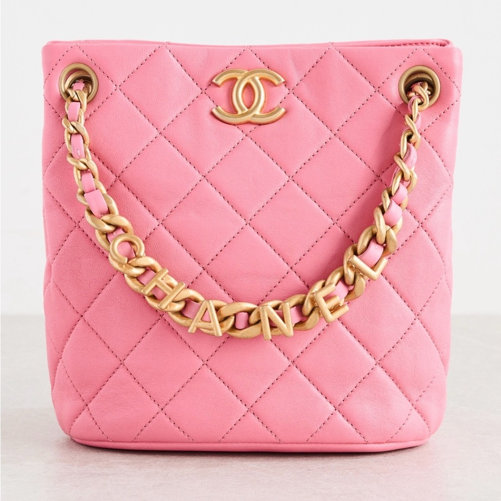 Chanel Pink Quilted Shoulder Bag with Gold Hardware